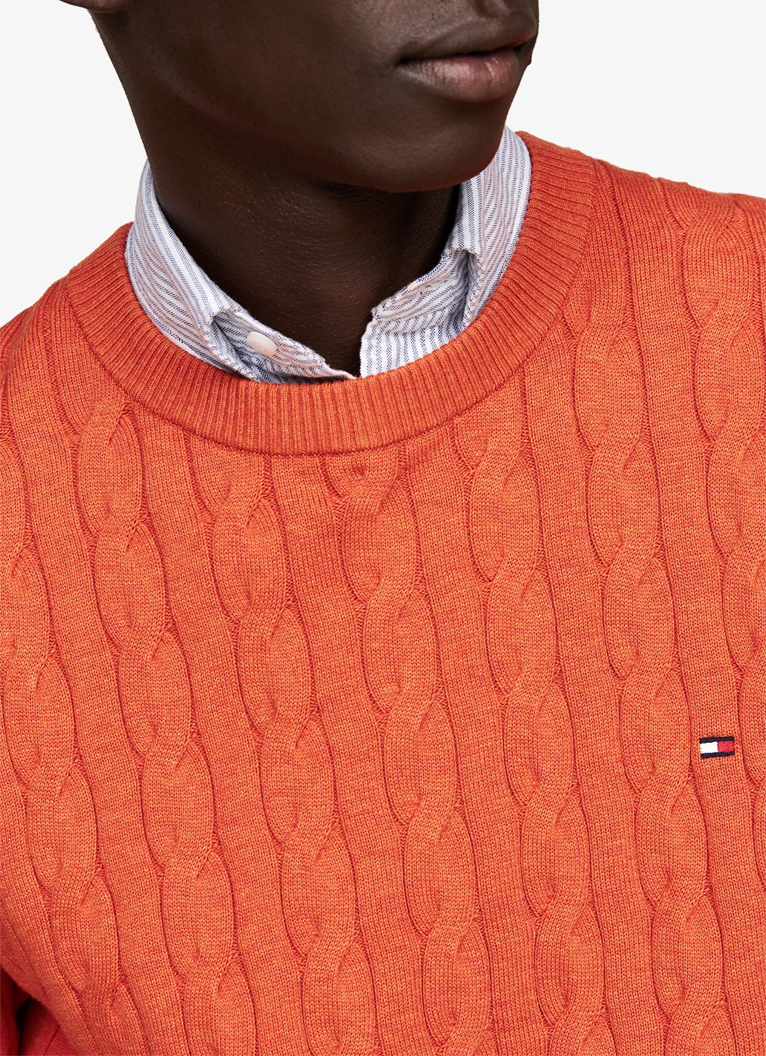 Tommy Hilfiger Flag Embroidery Cable Knit Jumper - detail 2 oranje