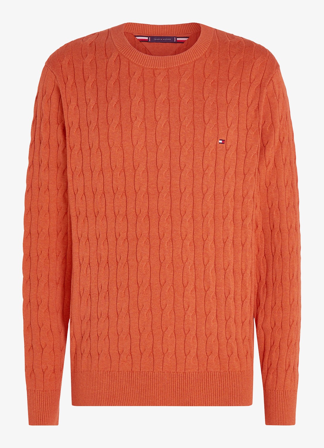 Tommy Hilfiger Flag Embroidery Cable Knit Jumper - voorkant 3 oranje