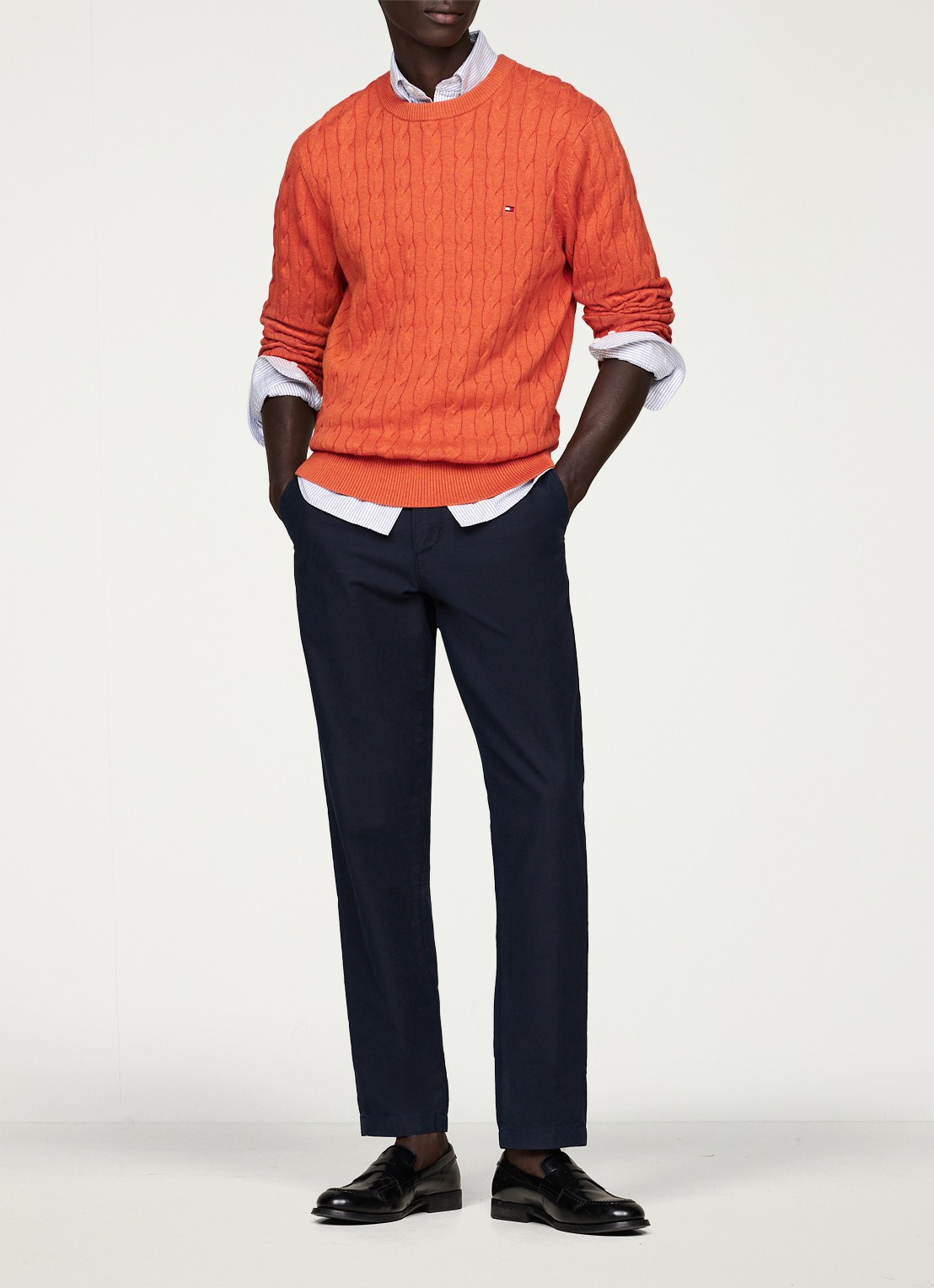 Tommy Hilfiger Flag Embroidery Cable Knit Jumper - voorkant 4 oranje