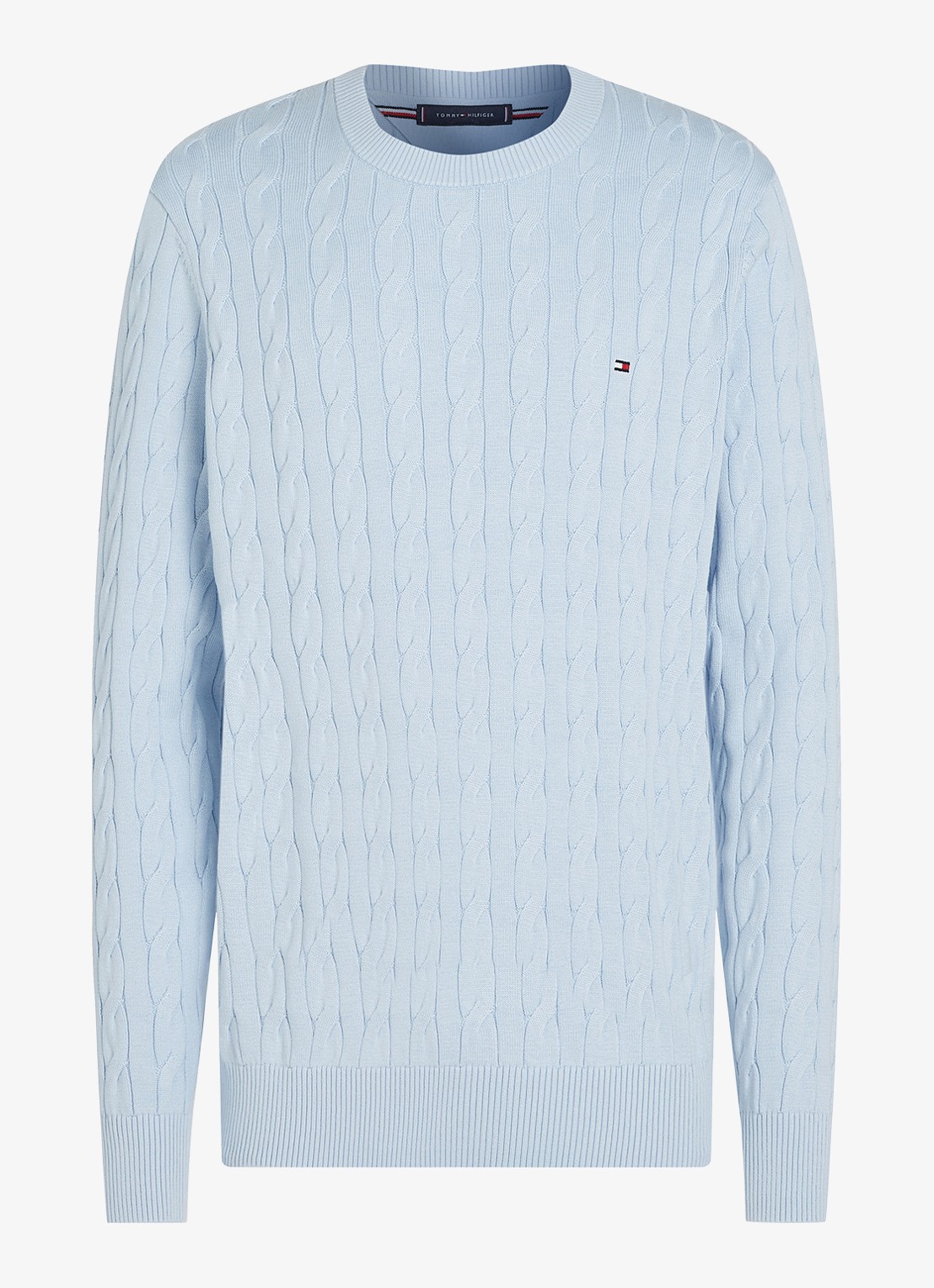 Tommy Hilfiger Flag Embroidery Cable Knit Jumper - voorkant 2 lichtblauw