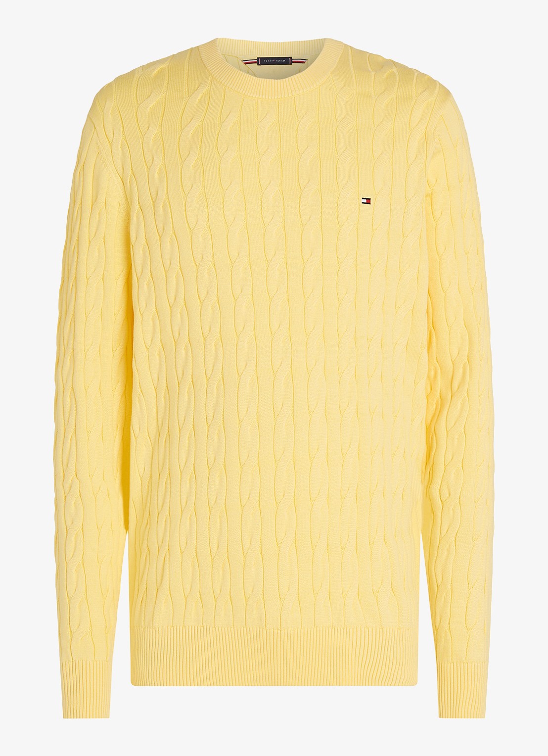 Tommy Hilfiger Flag Embroidery Cable Knit Jumper - voorkant 2 geel