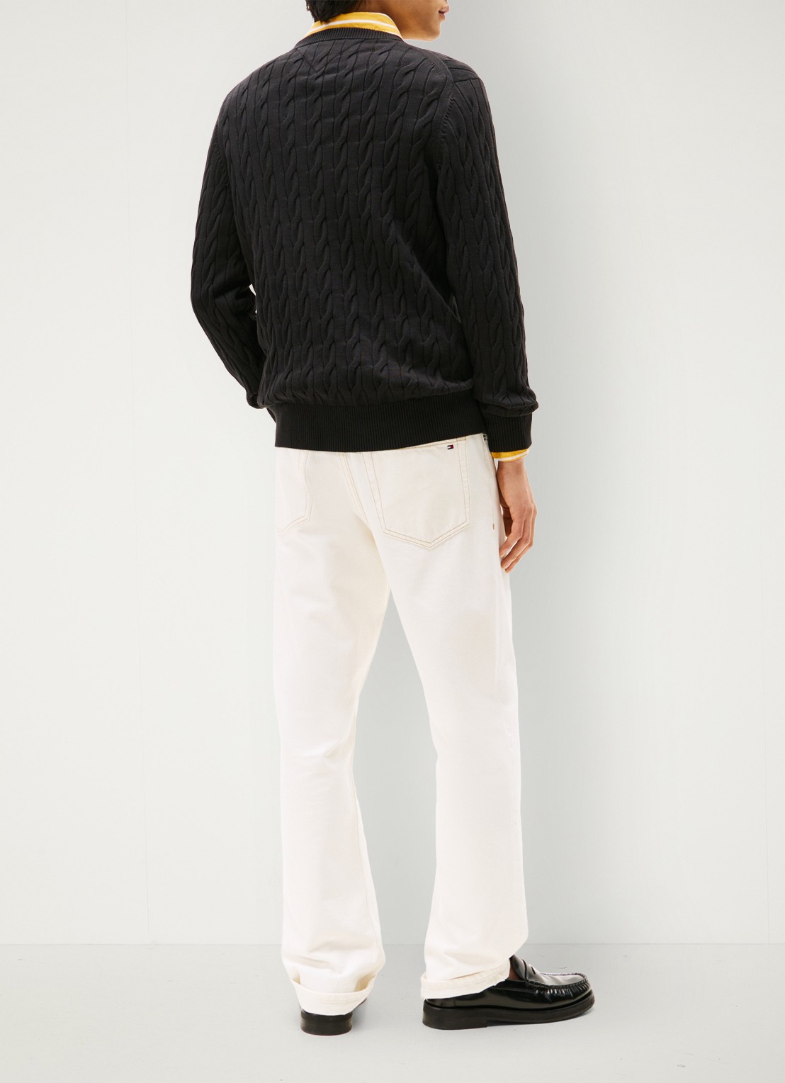 Tommy Hilfiger Flag Embroidery Cable Knit Jumper - achterkant zwart