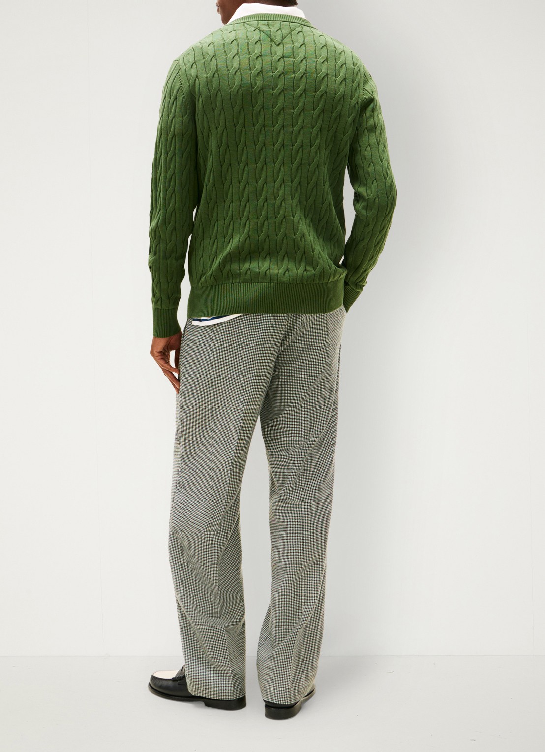 Tommy Hilfiger Flag Embroidery Cable Knit Jumper - achterkant mountain pine-l01 / groen