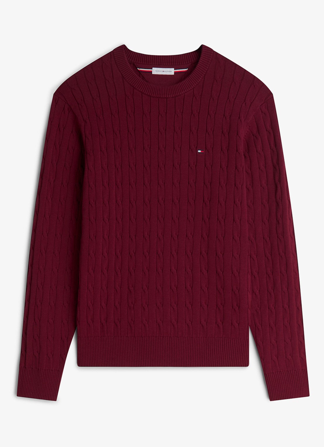 Tommy Hilfiger Flag Embroidery Cable Knit Jumper - voorkant 3 burgundy-vlp