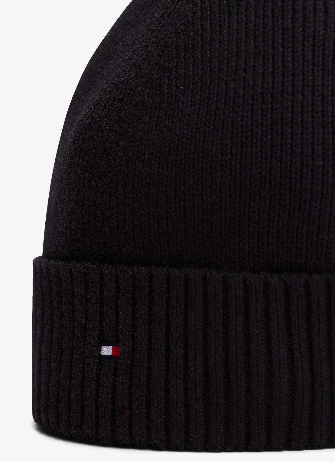 Tommy Hilfiger Flag Pima grofgebreide muts met logo - detail 3 zwart