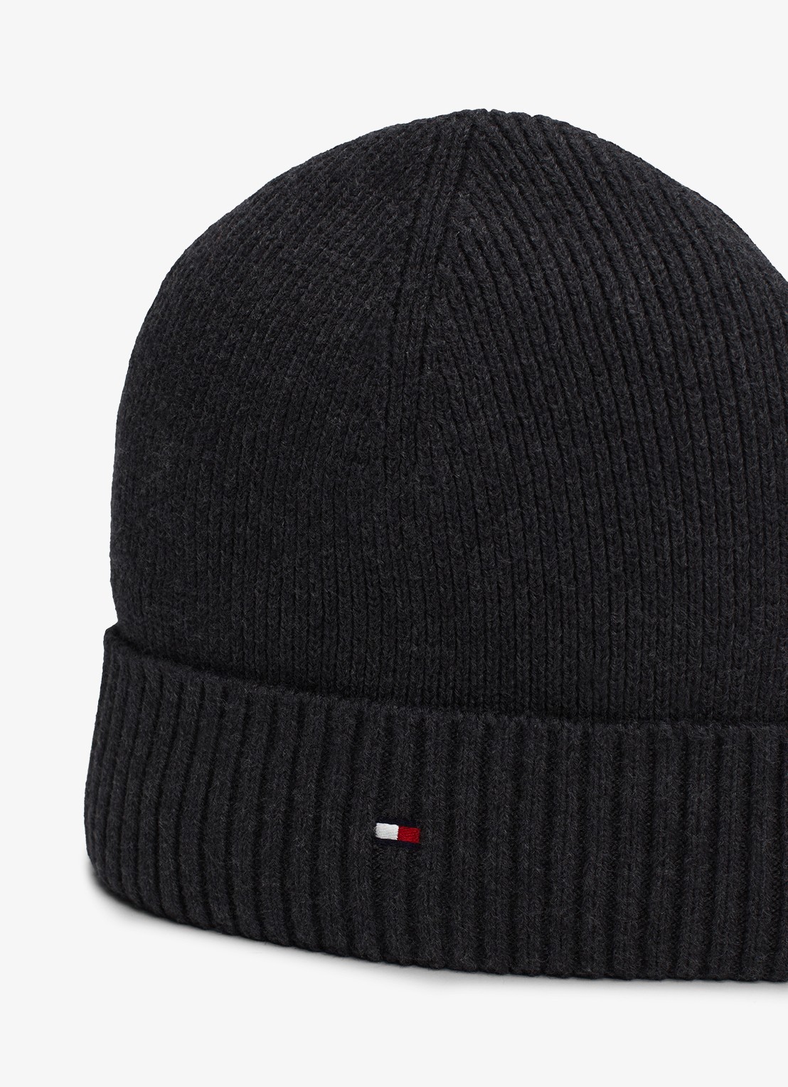Tommy Hilfiger Flag Pima grofgebreide muts met logo - detail 3 donkergrijs
