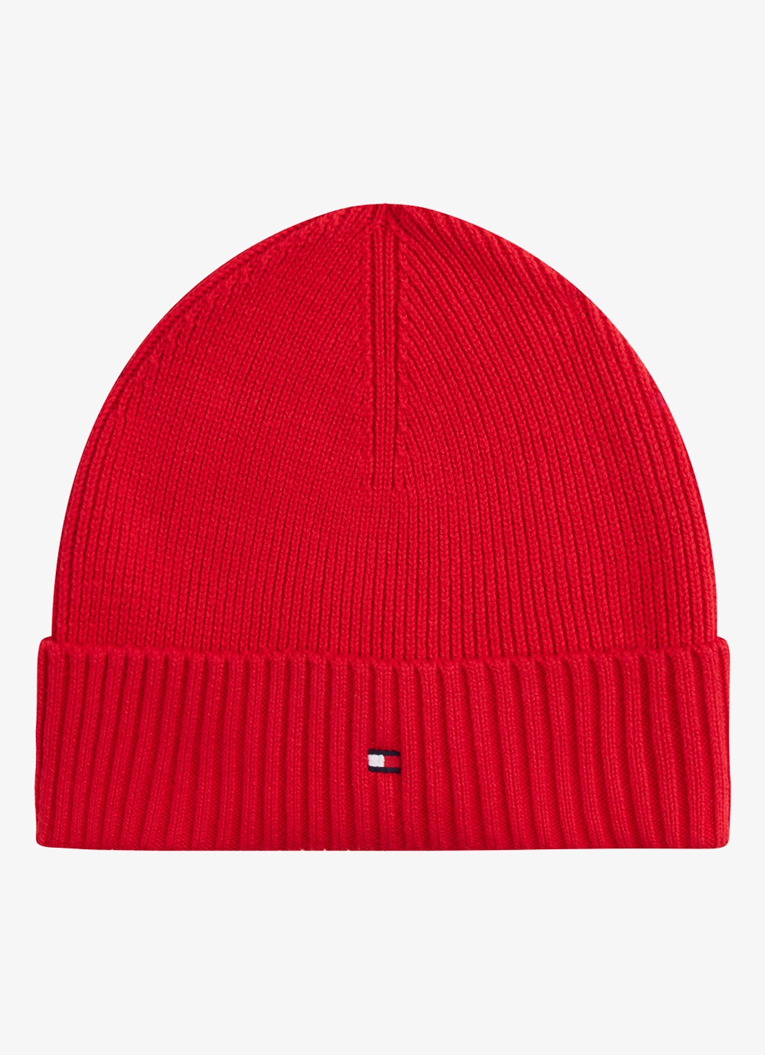 Tommy Hilfiger Flag Pima grofgebreide muts met logo - voorkant 3 vuurrood