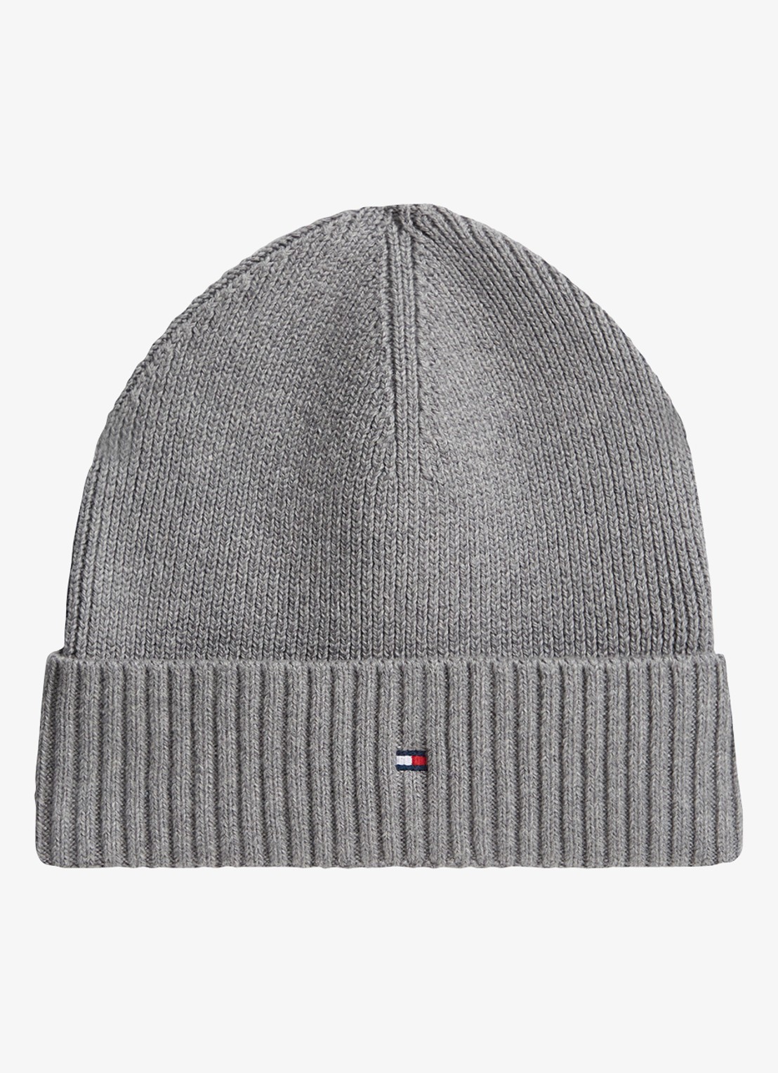 Tommy Hilfiger Flag Pima grofgebreide muts met logo - voorkant 3 medium grey heather-p7d
