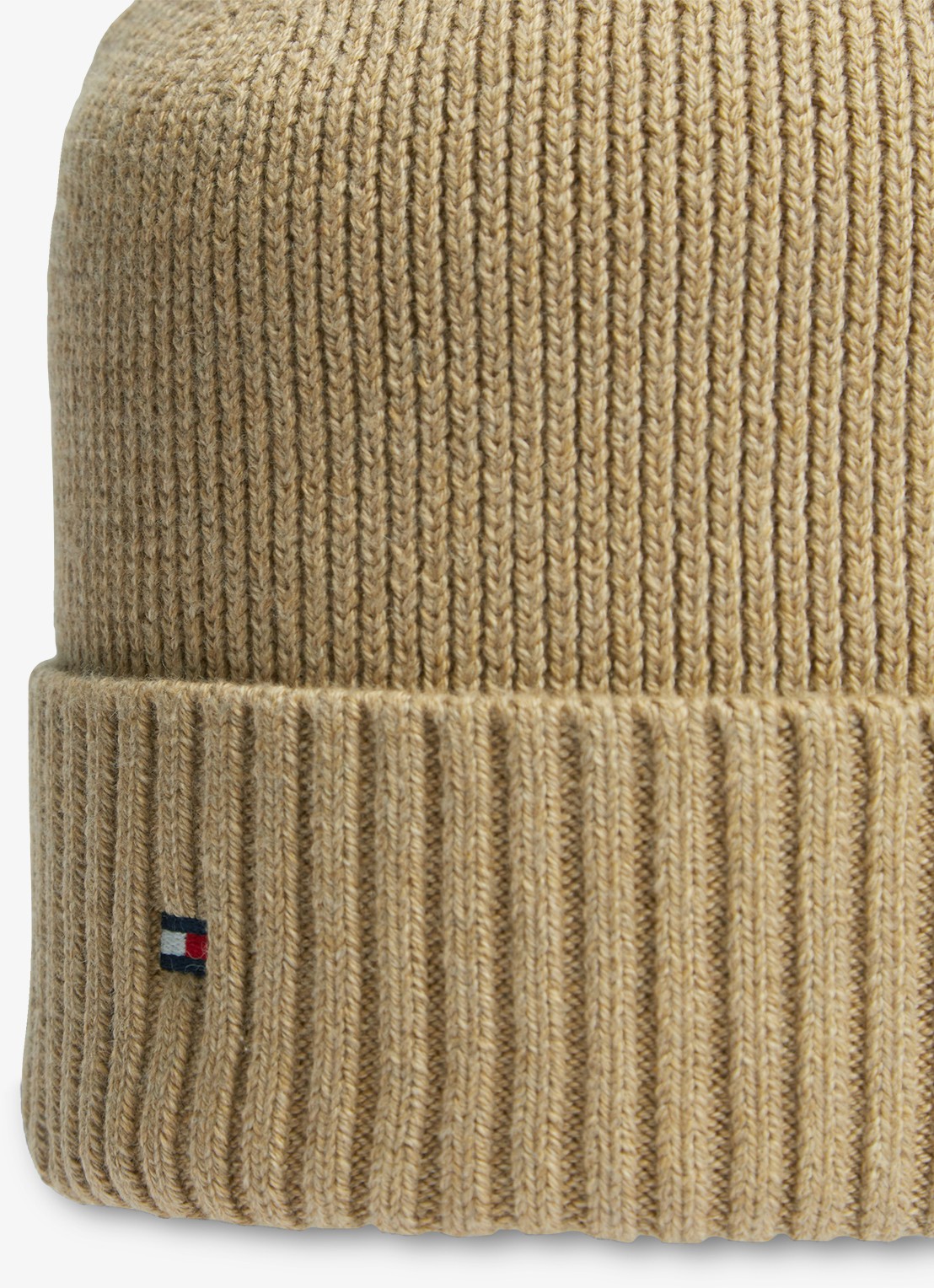 Tommy Hilfiger Flag Pima grofgebreide muts met logo - detail 2 safari canvas melange-rbc
