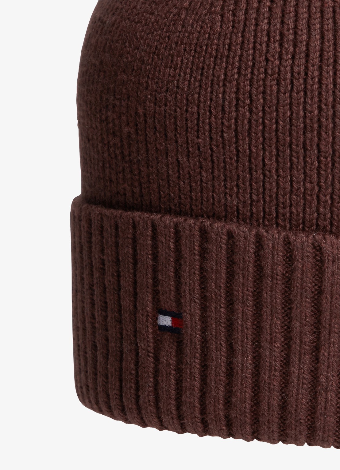 Tommy Hilfiger Flag Pima grofgebreide muts met logo - detail 3 red wine melange-xiu