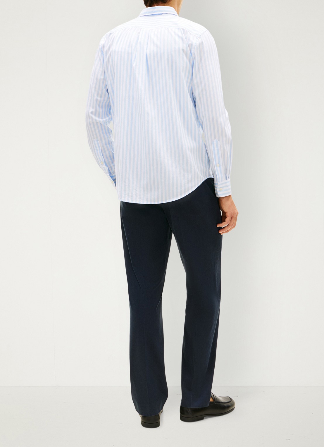 Tommy Hilfiger Flex Poplin overhemd met streepprint  - achterkant lichtblauw