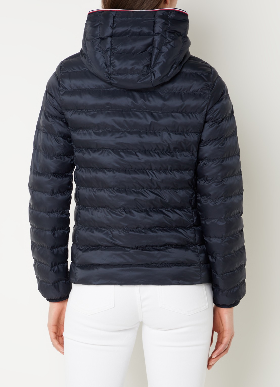 Tommy Hilfiger Gewatteerd jack met logo en ritszakken - achterkant 4 donkerblauw