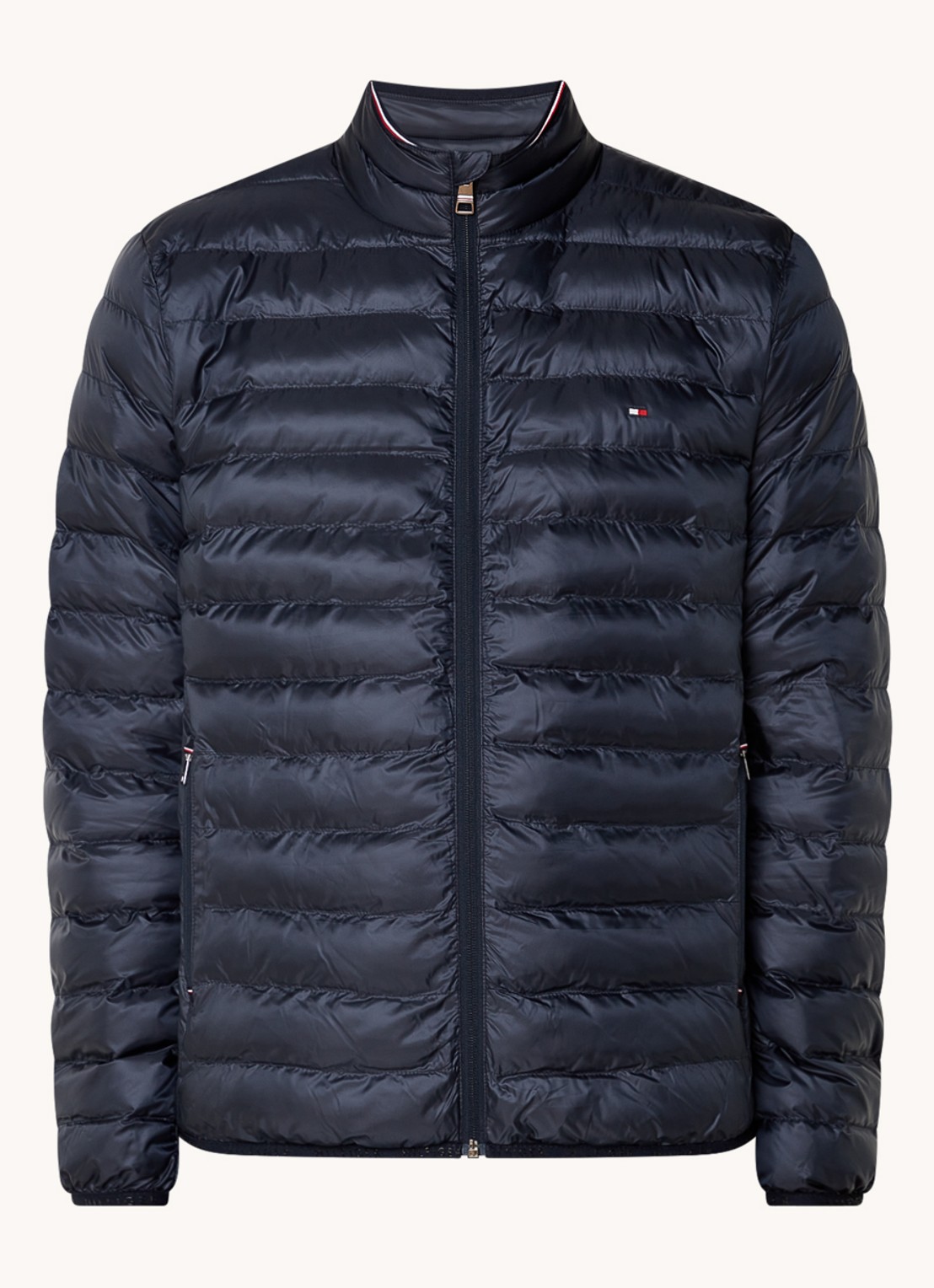 Tommy Hilfiger Gewatteerd jack met logo - voorkant 3 lichtblauw