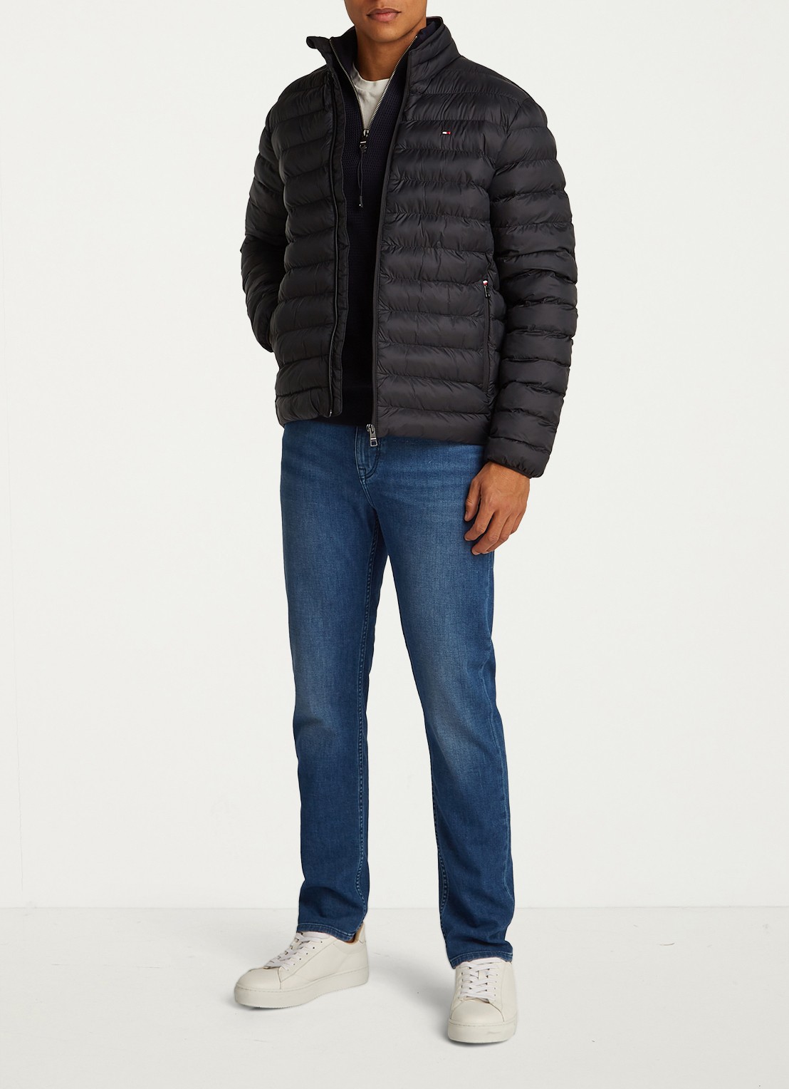 Tommy Hilfiger Gewatteerd jack met ritszakken - voorkant 6 zwart
