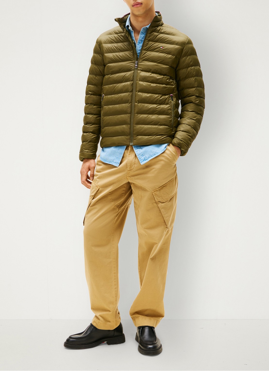 Tommy Hilfiger Gewatteerd jack met waterafstotende coating - voorkant 4 legergroen