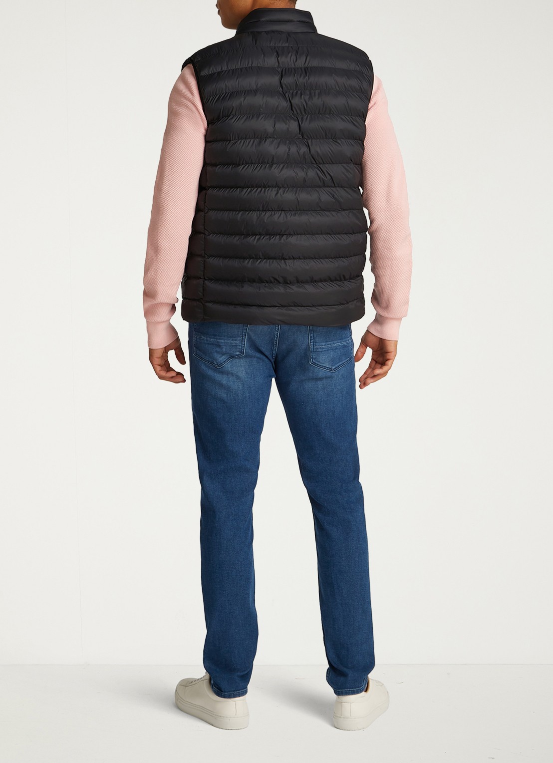 Tommy Hilfiger Gewatteerde bodywarmer met logo - achterkant zwart