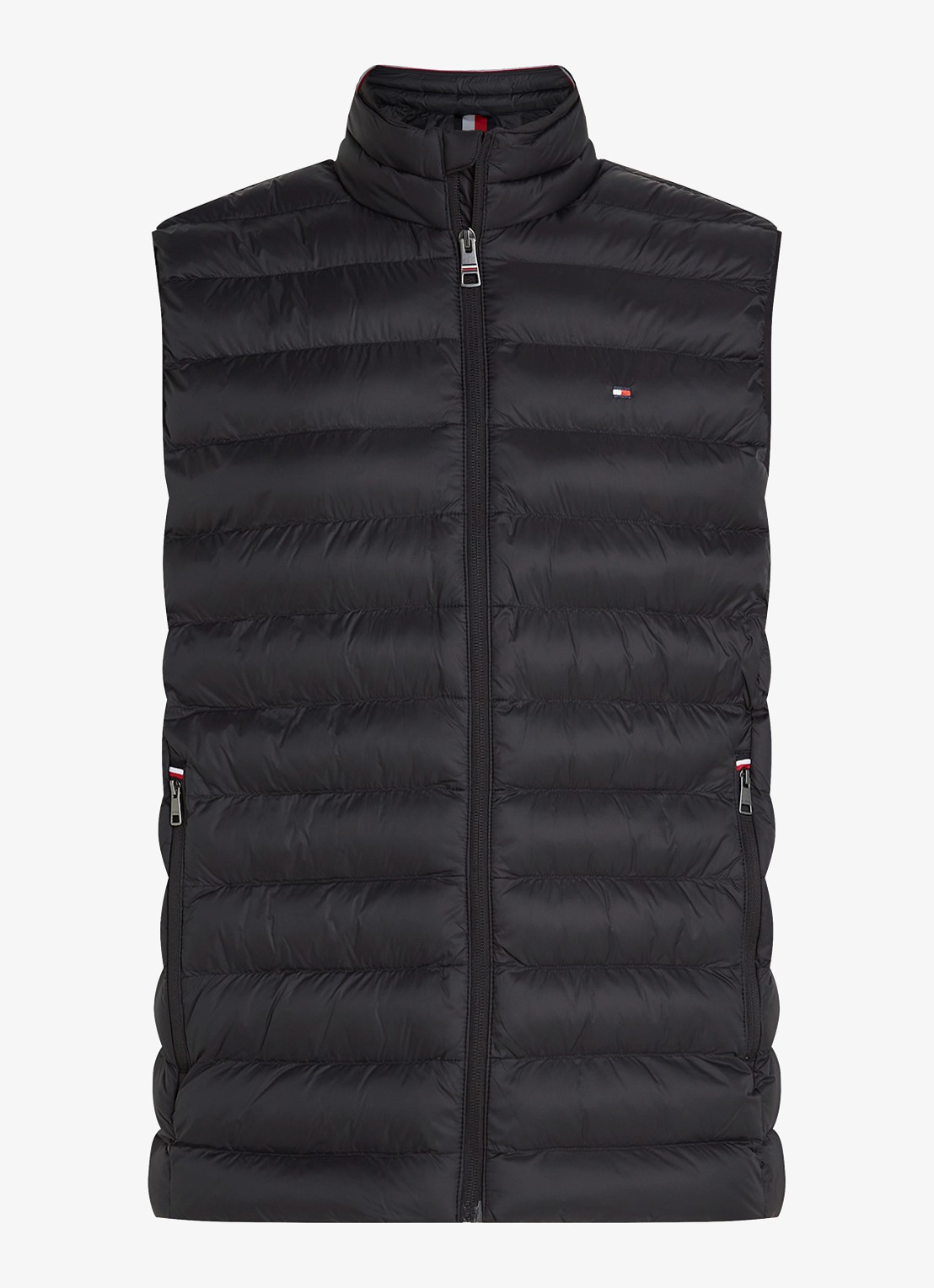 Tommy Hilfiger Gewatteerde bodywarmer met logo - voorkant 2 zwart