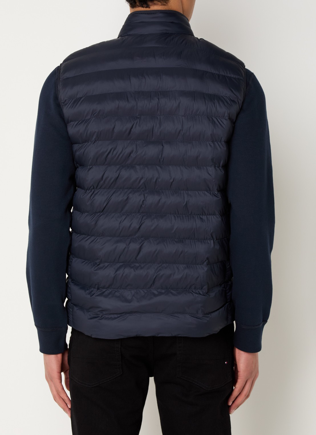 Tommy Hilfiger Gewatteerde bodywarmer met logo - achterkant donkerblauw
