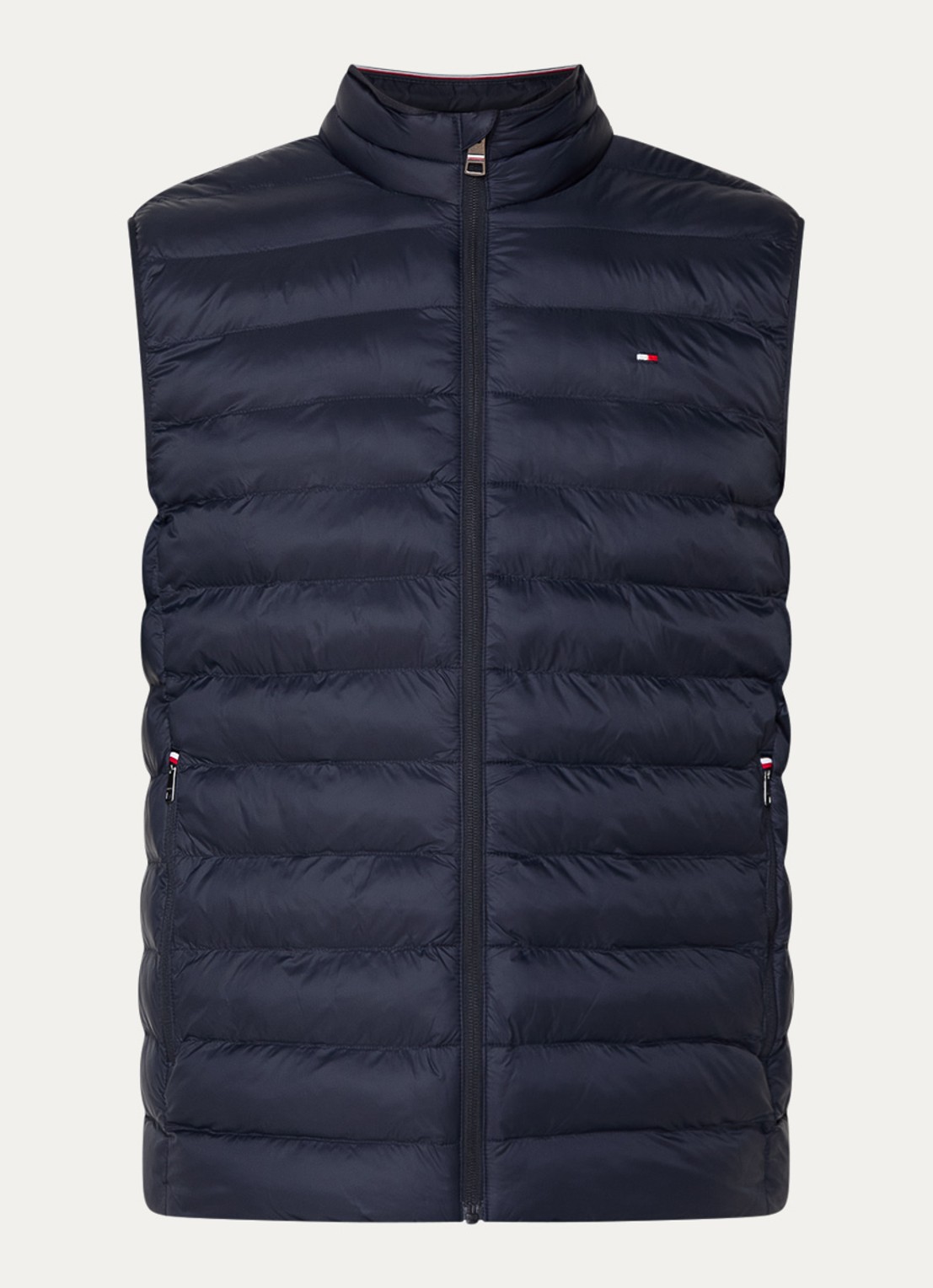 Tommy Hilfiger Gewatteerde bodywarmer met logo - voorkant 2 donkerblauw