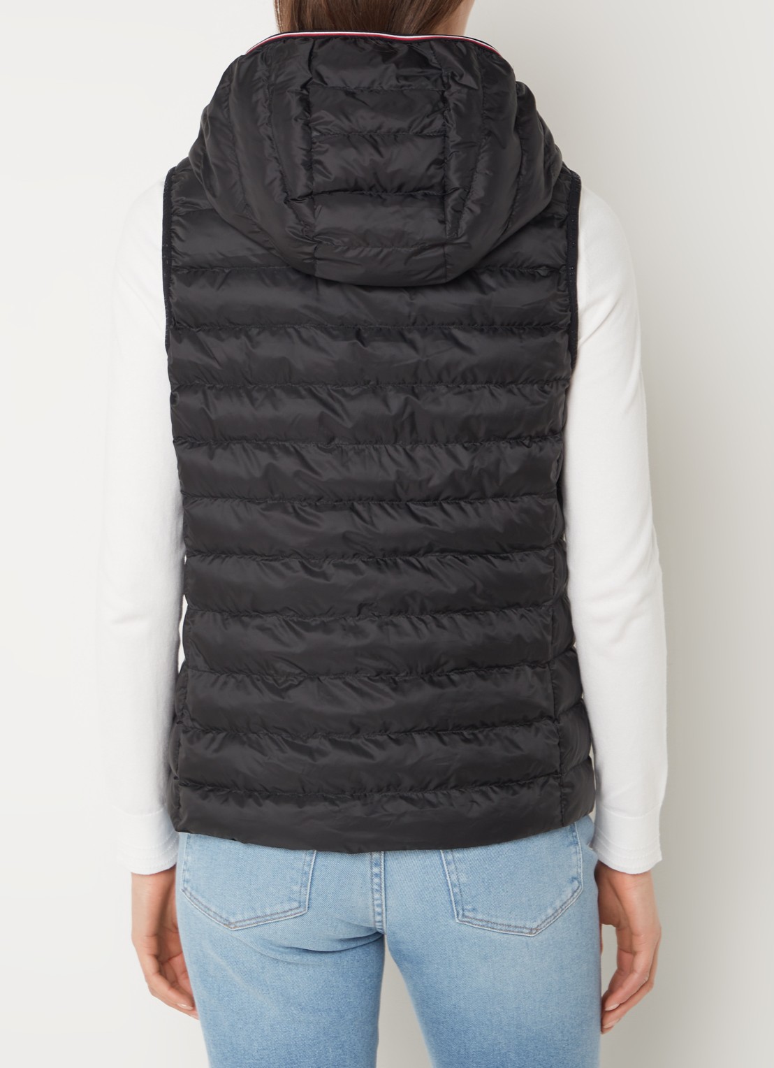 Tommy Hilfiger Gewatteerde bodywarmer met ritszakken en capuchon - achterkant 4 zwart