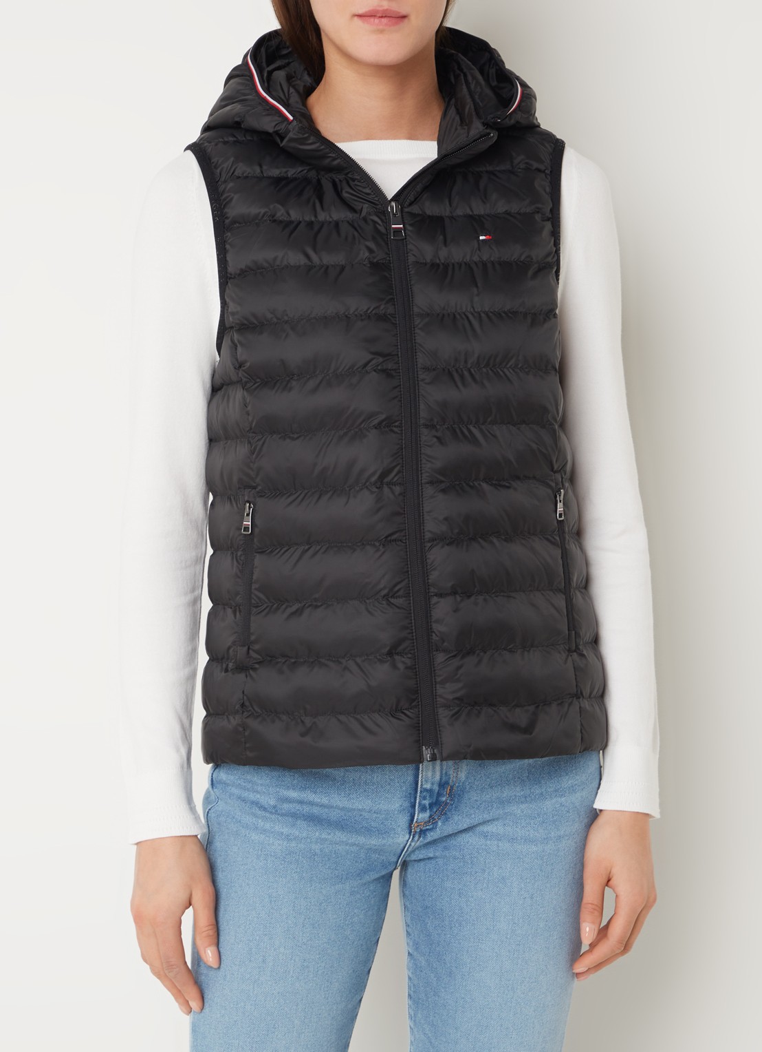 Tommy Hilfiger Gewatteerde bodywarmer met ritszakken en capuchon - detail 3 zwart