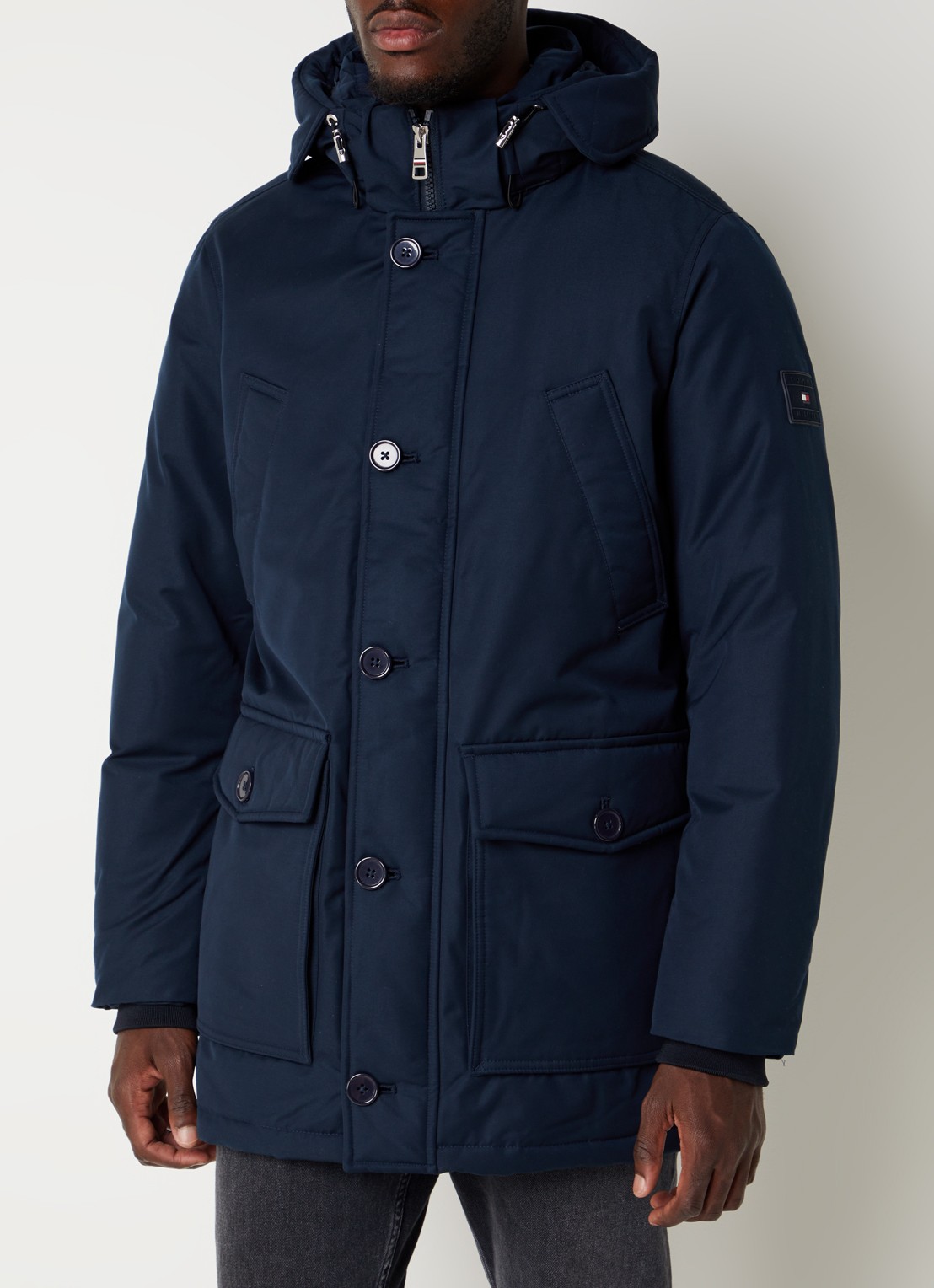 Tommy Hilfiger Gewatteerde jas met donsvulling en afneembare capuchon - detail 3 lichtblauw