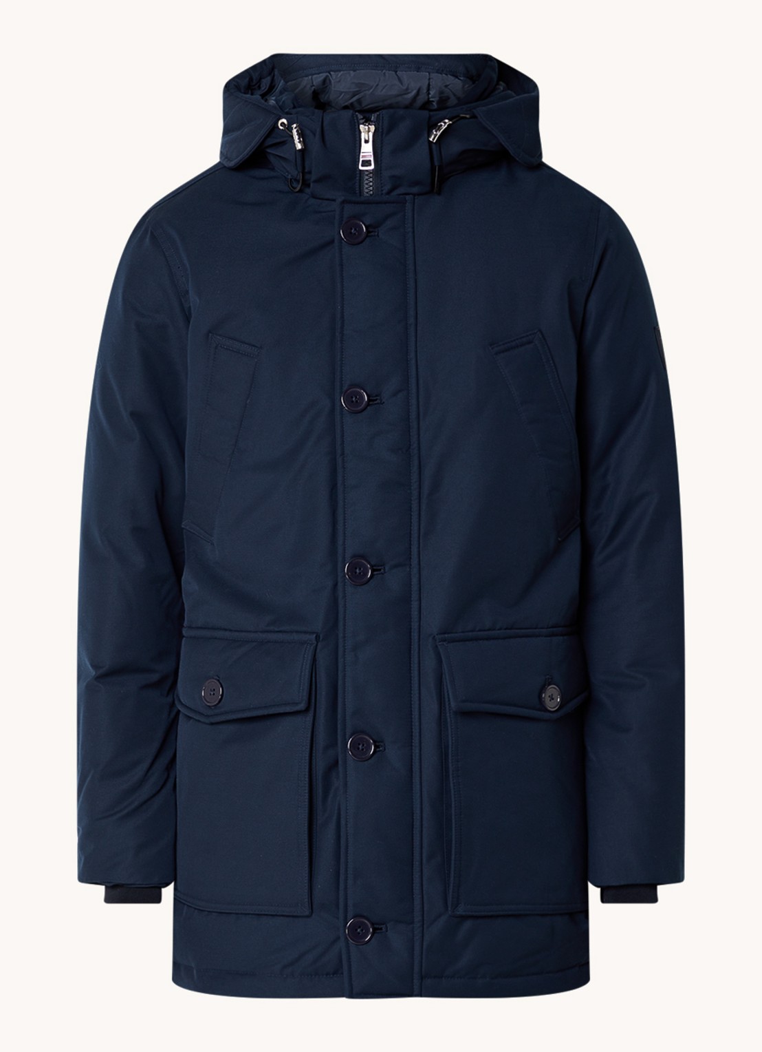Tommy Hilfiger Gewatteerde jas met donsvulling en afneembare capuchon - voorkant lichtblauw
