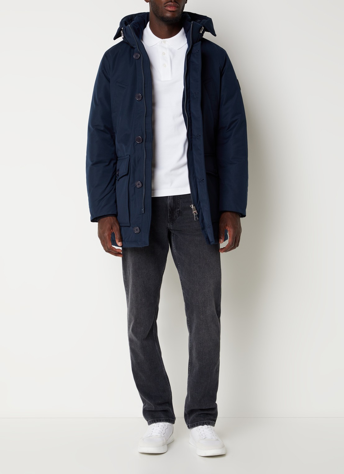 Tommy Hilfiger Gewatteerde jas met donsvulling en afneembare capuchon - voorkant 2 lichtblauw