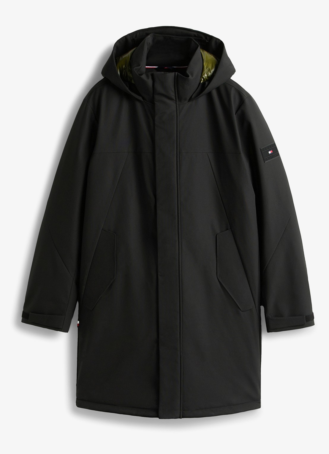 Tommy Hilfiger Gewatteerde parka met capuchon en waterafstotende coating - voorkant zwart