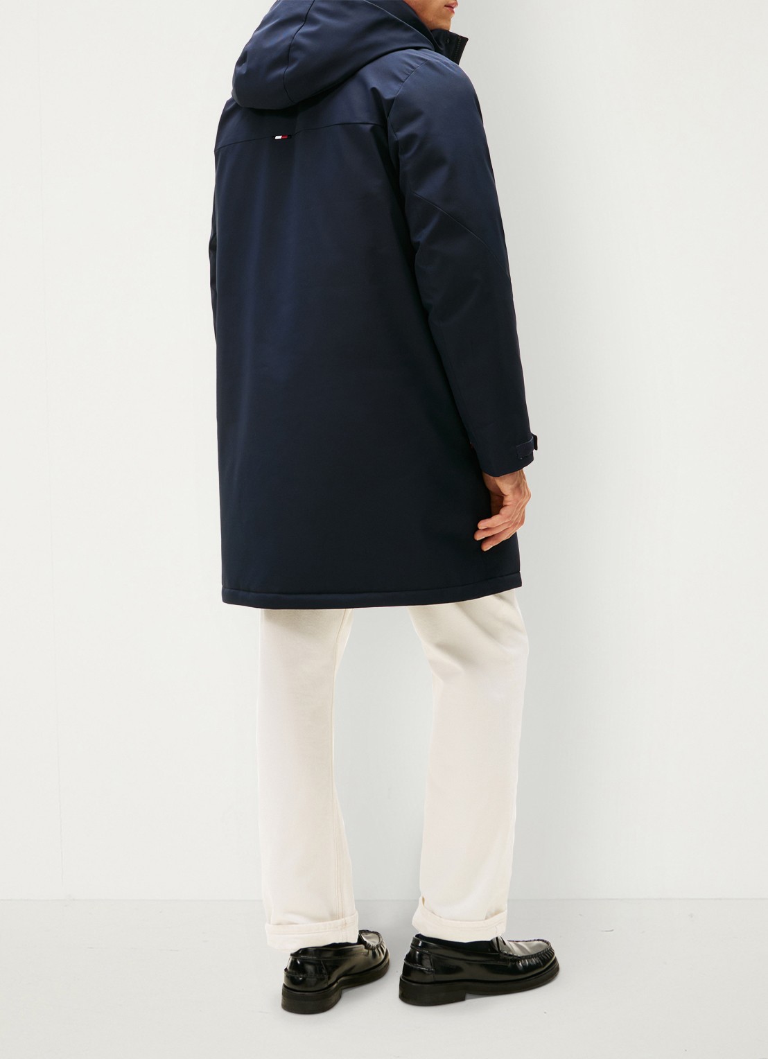 Tommy Hilfiger Gewatteerde parka met capuchon en waterafstotende coating - achterkant blauw