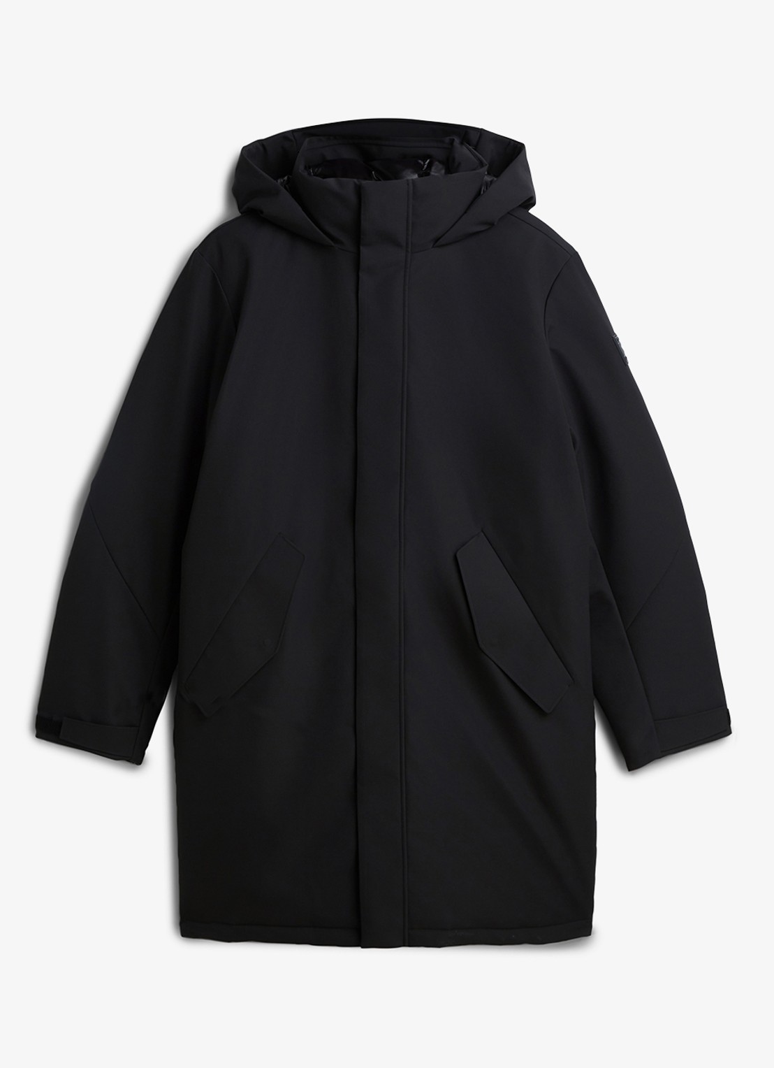 Tommy Hilfiger Gewatteerde parka met klepzakken - voorkant zwart