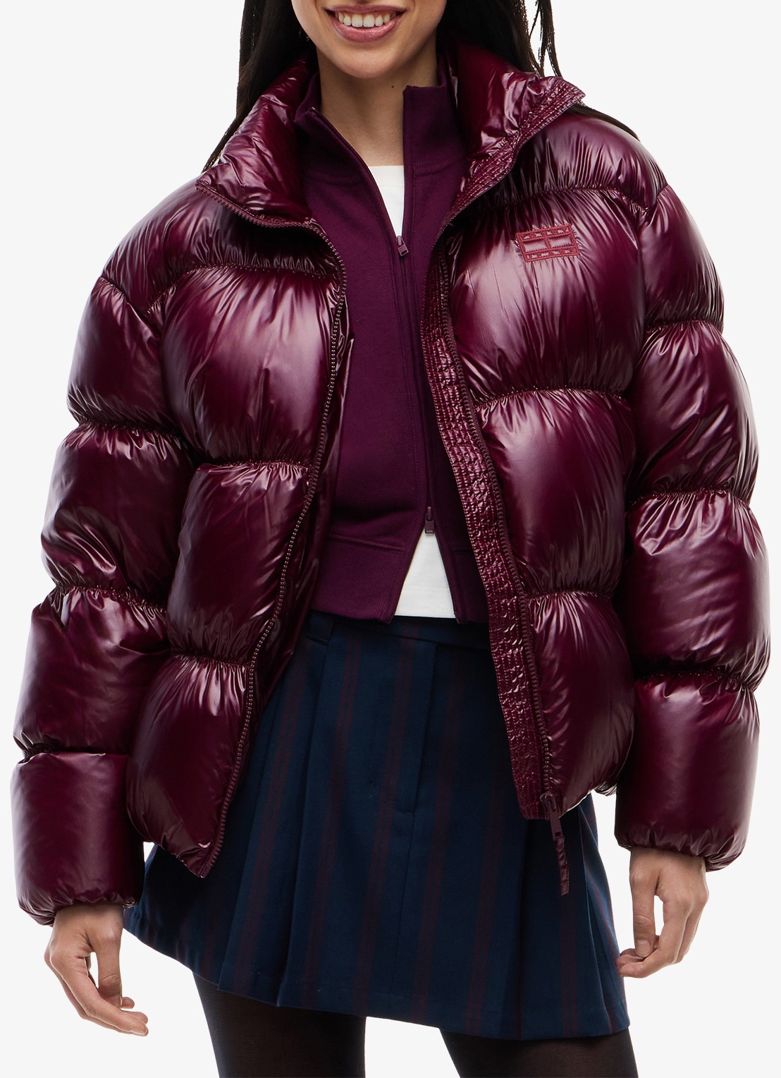 Tommy Hilfiger Gewatteerde puffer jas met steekzakken  - detail 2 cranberryrood