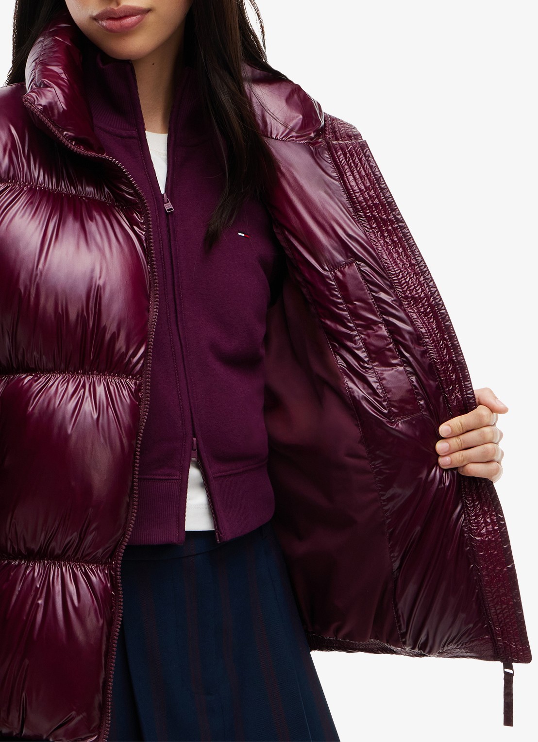Tommy Hilfiger Gewatteerde puffer jas met steekzakken  - detail 3 cranberryrood