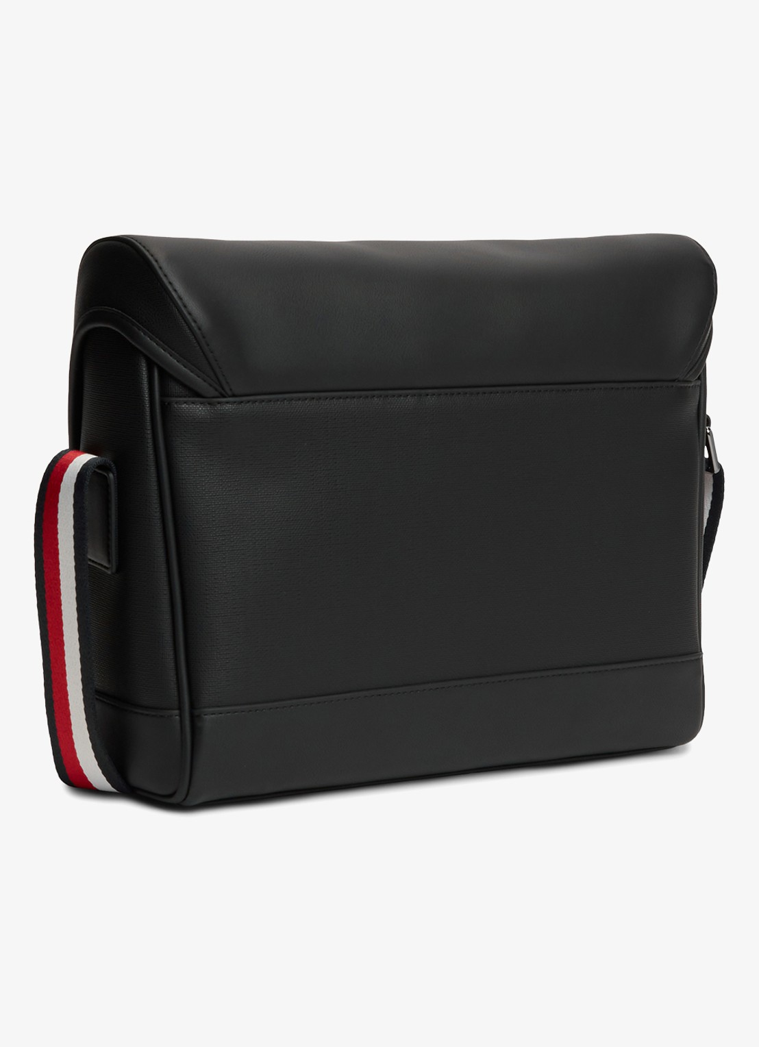 Tommy Hilfiger Global Stripe Strap Textured Messenger Bag - achterkant 4 diepzwart