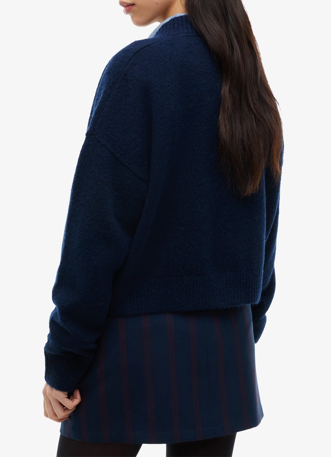 Tommy Hilfiger Grofgebreid vest met logoborduring - achterkant donkerblauw