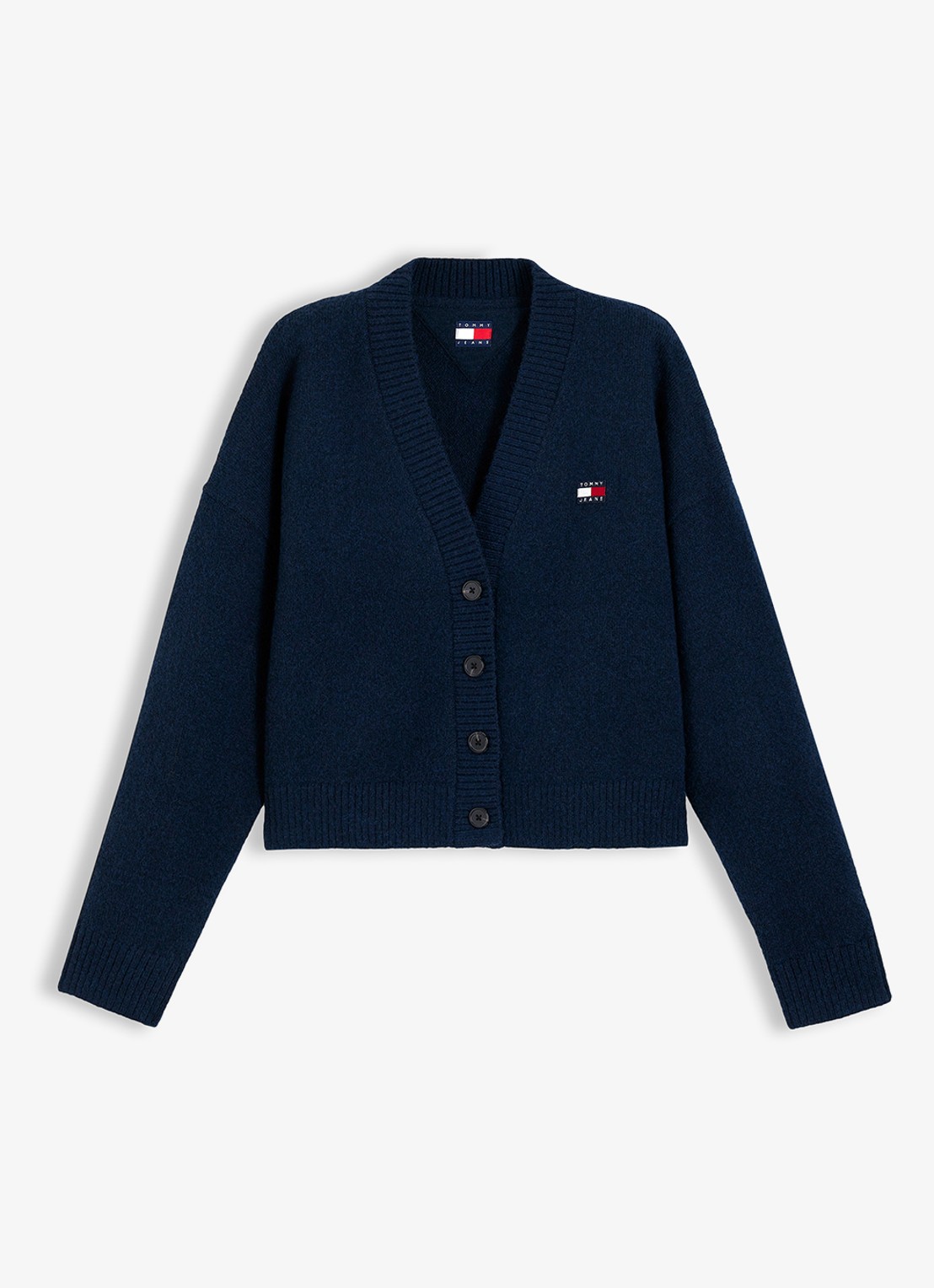 Tommy Hilfiger Grofgebreid vest met logoborduring - voorkant 2 donkerblauw