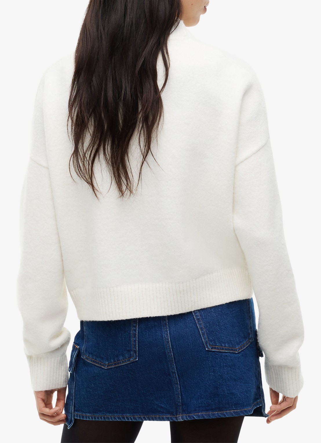 Tommy Hilfiger Grofgebreid vest met logoborduring - achterkant wit