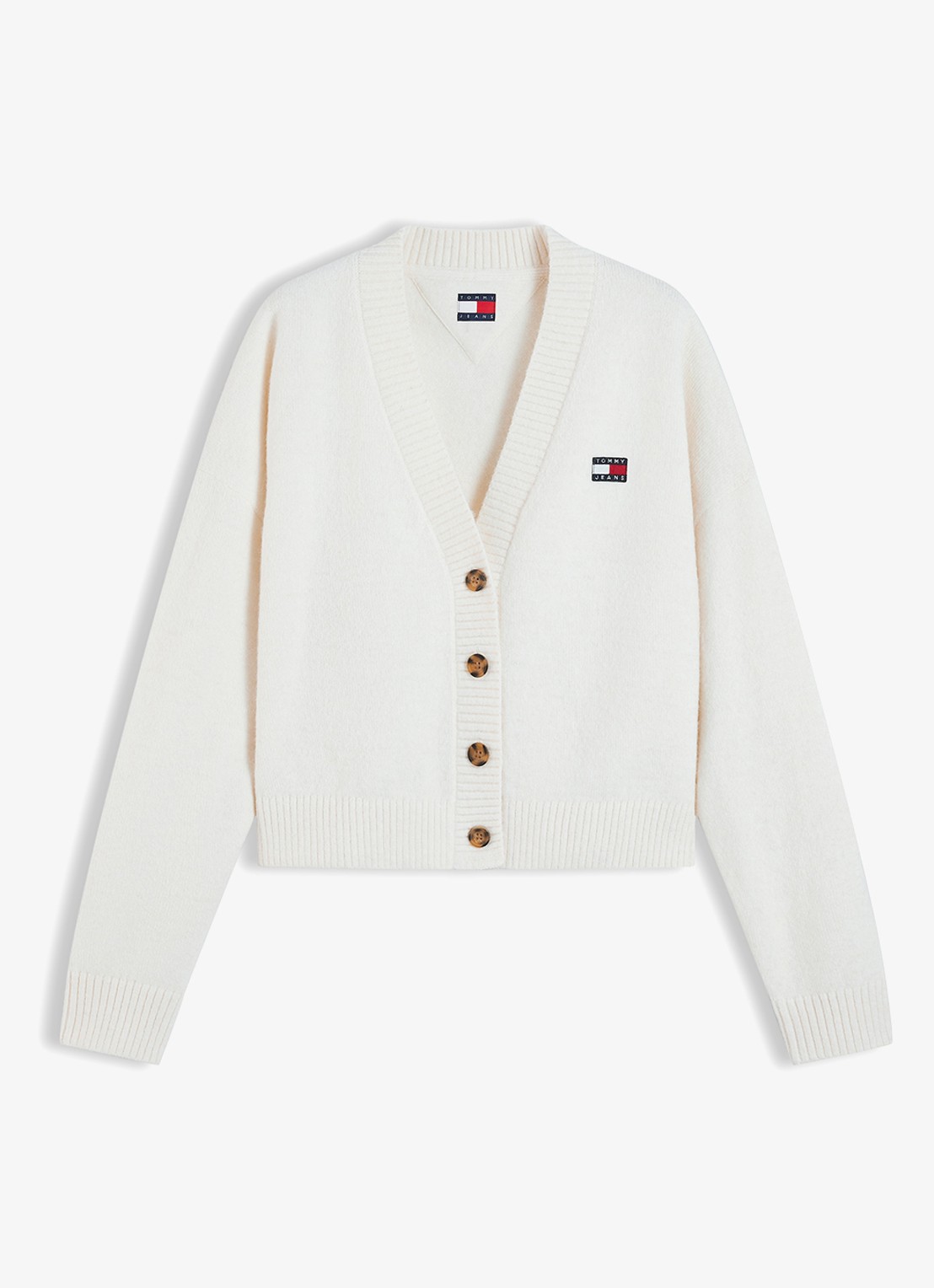 Tommy Hilfiger Grofgebreid vest met logoborduring - voorkant 2 wit