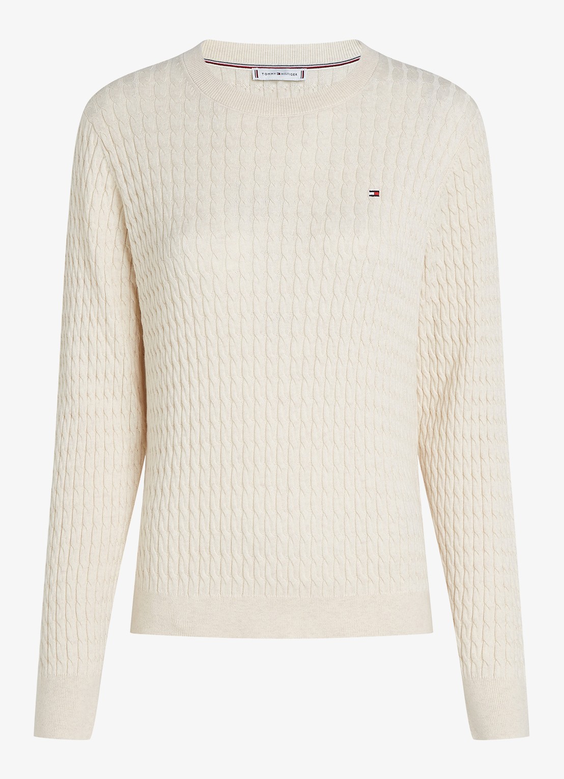 Tommy Hilfiger Grofgebreide trui met structuur - voorkant ivoor