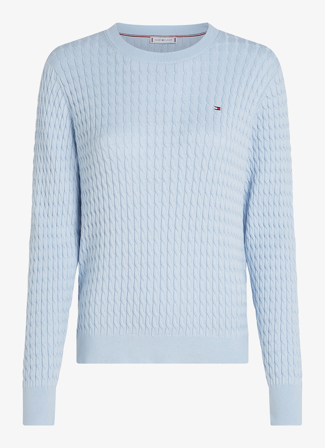 Tommy Hilfiger Grofgebreide trui met structuur - voorkant lichtblauw