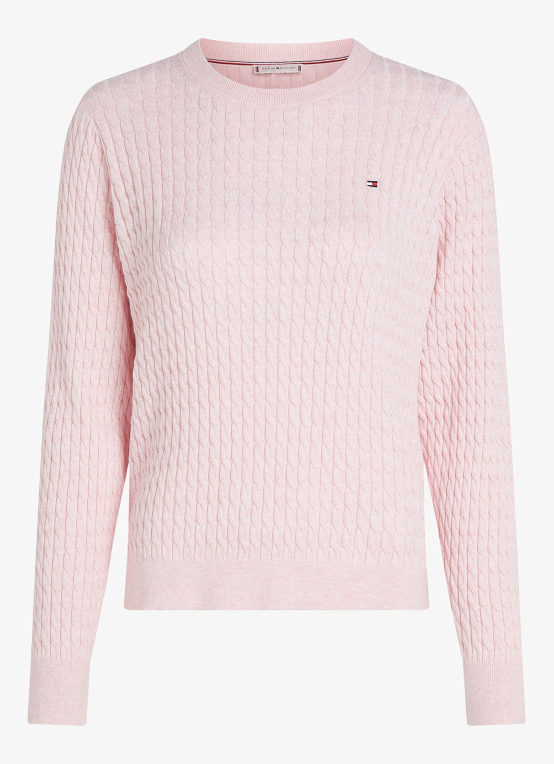 Tommy Hilfiger Grofgebreide trui met structuur - voorkant 3 roze
