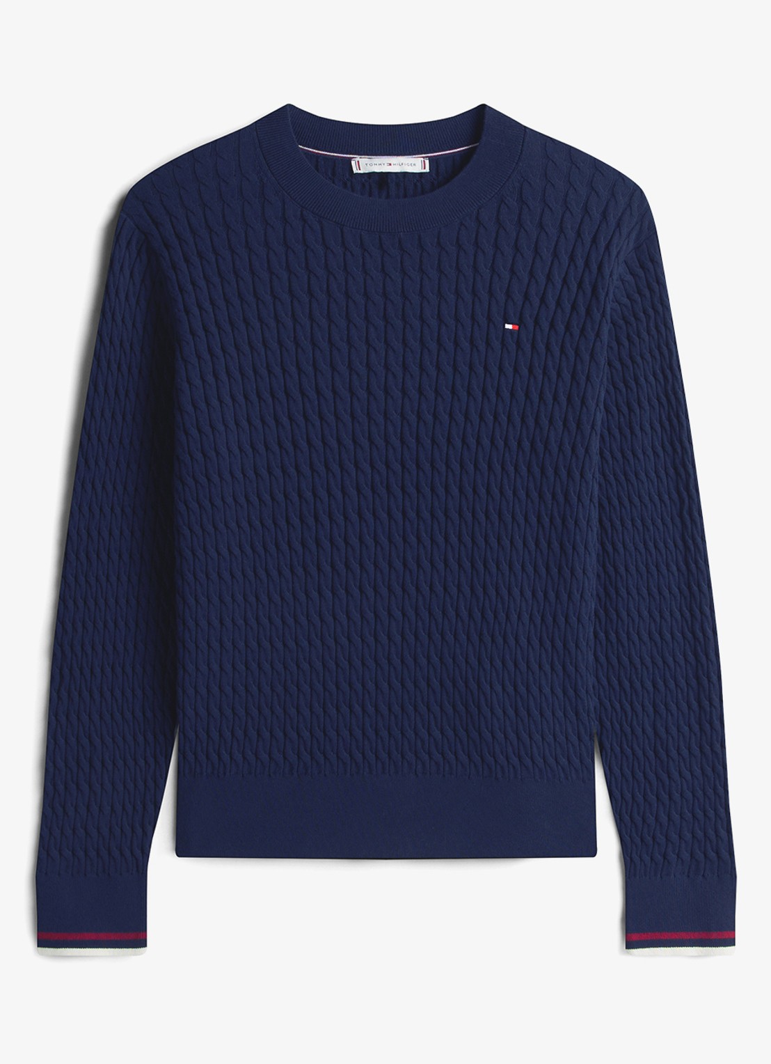 Tommy Hilfiger Grofgebreide trui met structuur - voorkant 4 donkerblauw