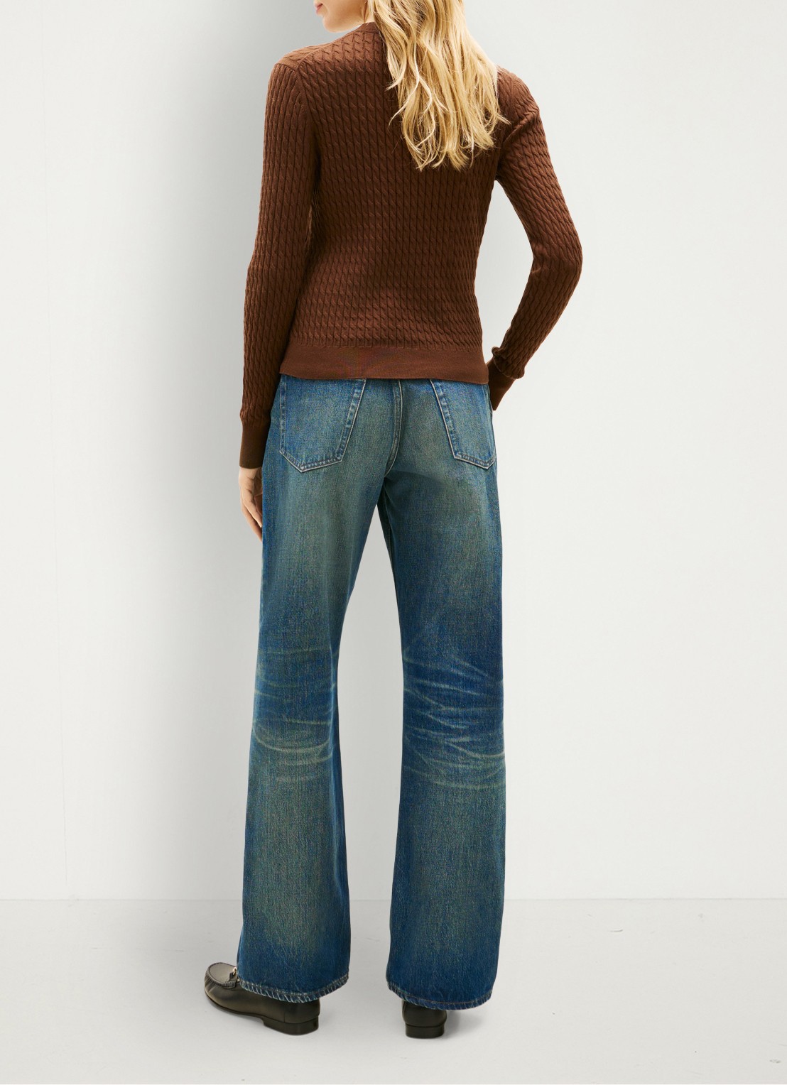 Tommy Hilfiger Grofgebreide trui met structuur - achterkant 3 bruin