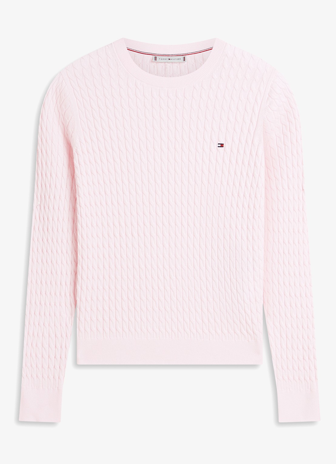 Tommy Hilfiger Grofgebreide trui met structuur - voorkant lichtroze