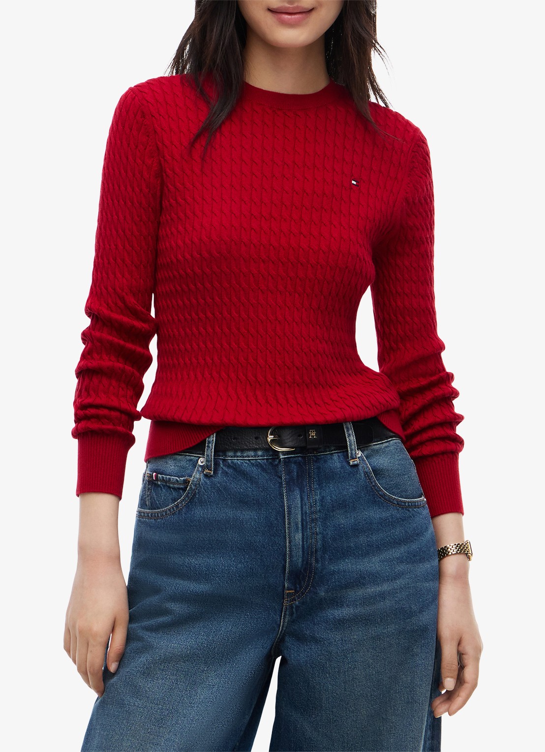 Tommy Hilfiger Grofgebreide trui met structuur - detail 4 raspberry juice-xkc