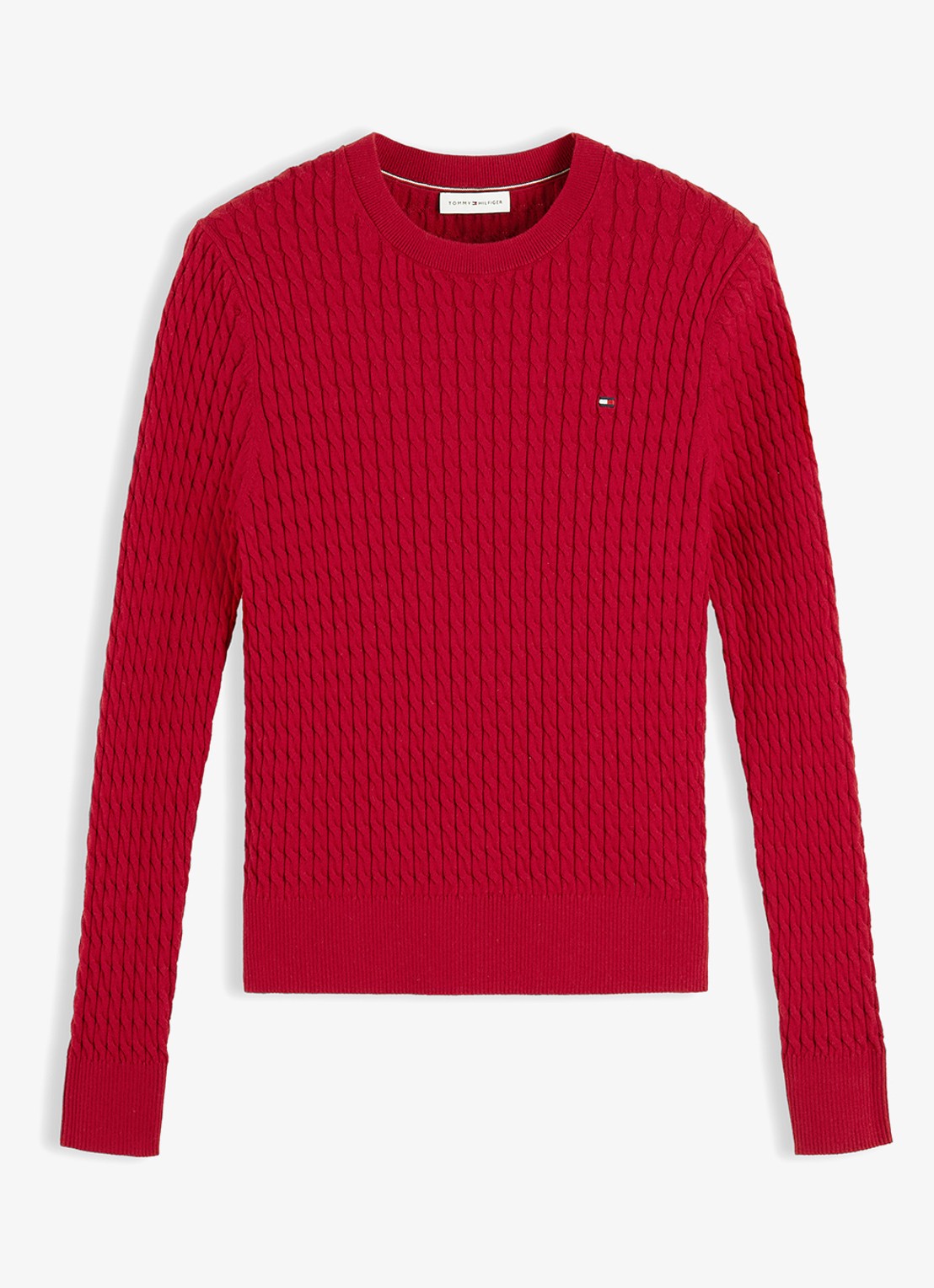 Tommy Hilfiger Grofgebreide trui met structuur - voorkant 2 raspberry juice-xkc