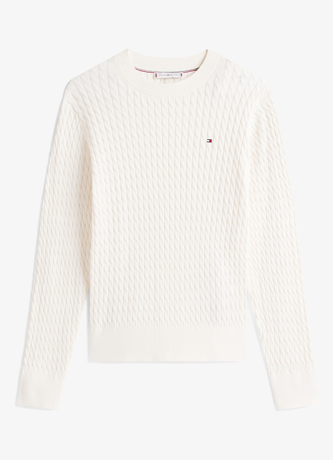Tommy Hilfiger Grofgebreide trui met structuur - voorkant 4 ivory petal-z00