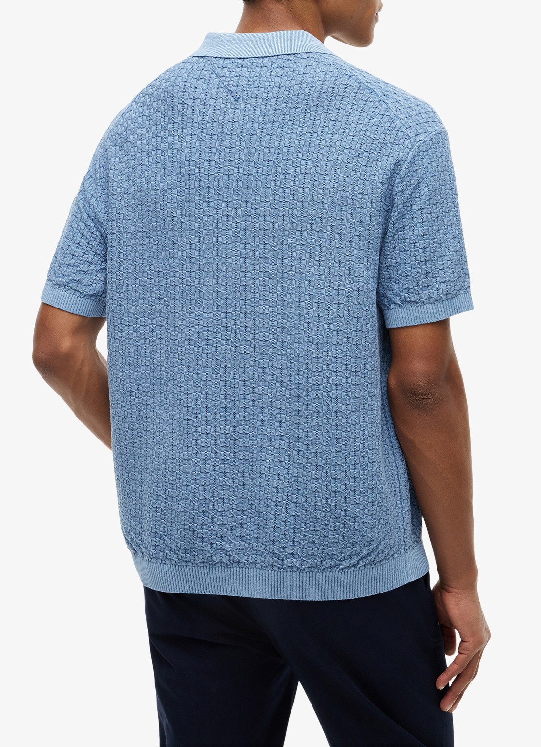 Tommy Hilfiger Grofgebreide trui met structuur - achterkant 3 blauw