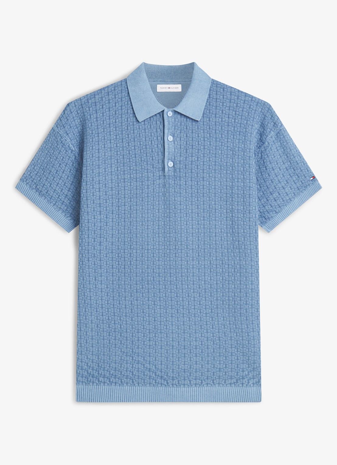 Tommy Hilfiger Grofgebreide trui met structuur - voorkant 4 blauw