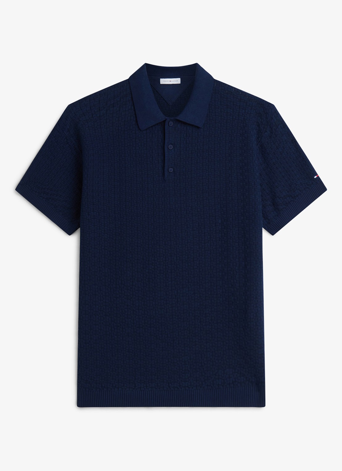 Tommy Hilfiger Grofgebreide trui met structuur - voorkant 2 donkerblauw